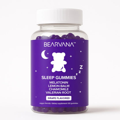 BEARVANA - Sleep Gummies - Melatonin, Lemon Balm, Chamomile & Valerian Root | Grape Flavored