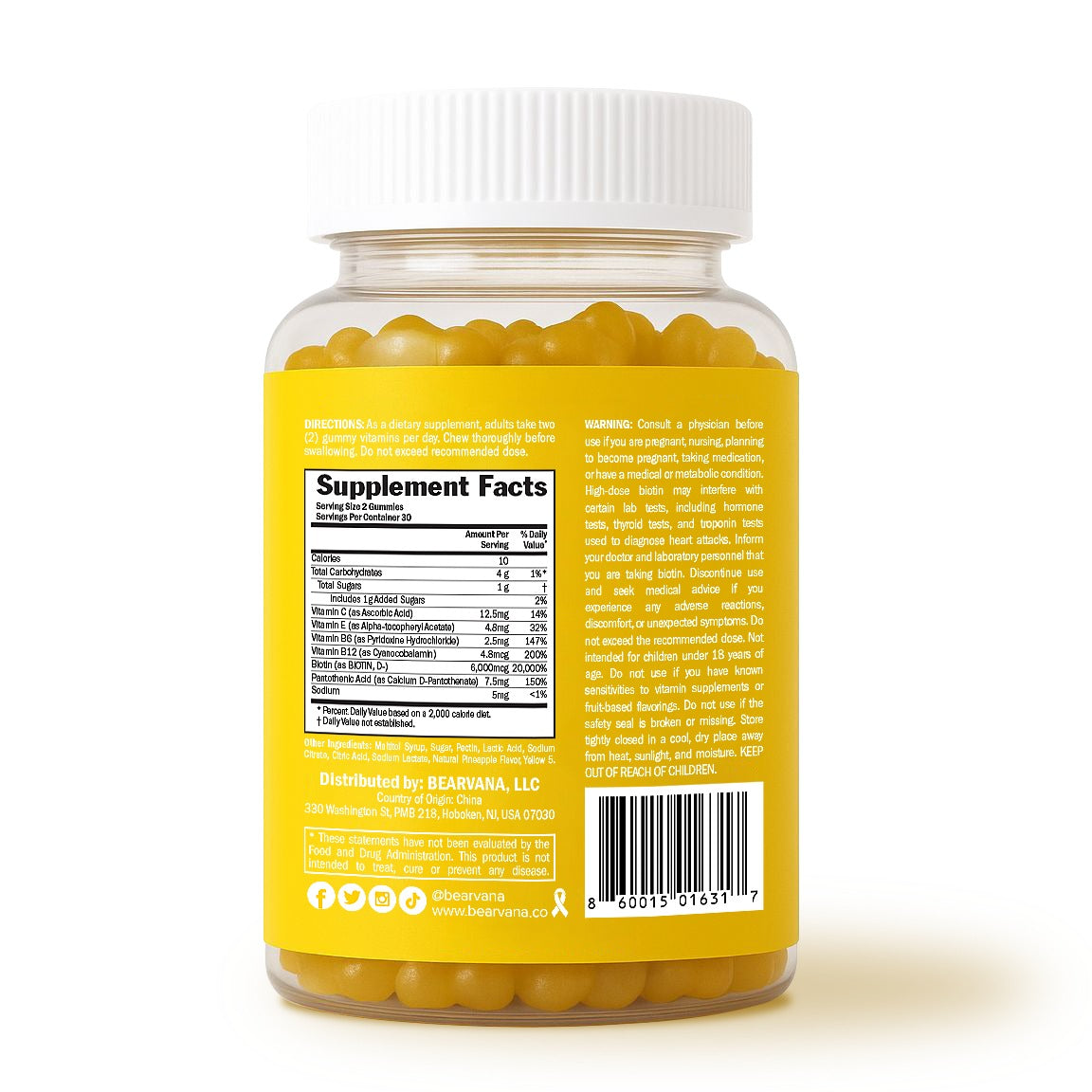 BEARVANA - Biotin Gummies - Extra Strength | Hair, Skin, & Nails