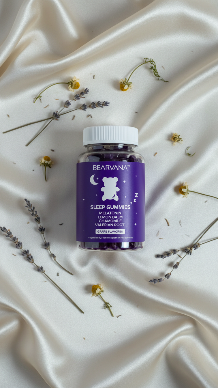 BEARVANA - Sleep Gummies - Melatonin, Lemon Balm, Chamomile & Valerian Root | Grape Flavored