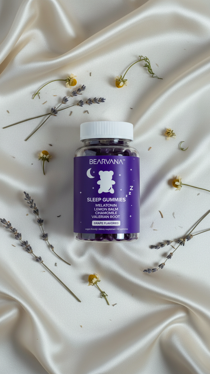BEARVANA - Sleep Gummies - Melatonin, Lemon Balm, Chamomile & Valerian Root | Grape Flavored