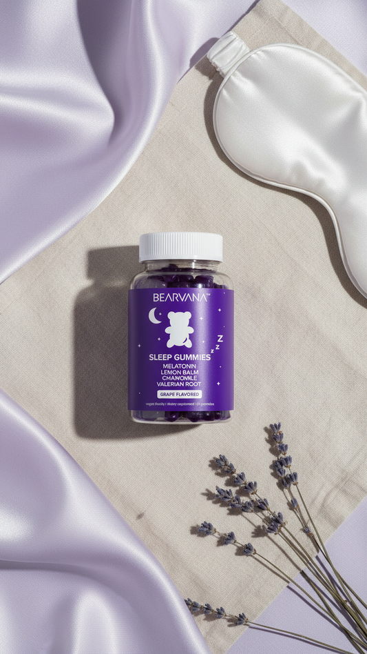 BEARVANA - Sleep Gummies - Melatonin, Lemon Balm, Chamomile & Valerian Root | Grape Flavored